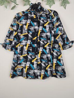 IC by Connie K Size L Black  Abstract Artsy Wire Collar Jacket with Pockets